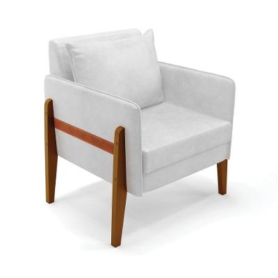 Poltrona Lana Corano Base De Madeira - D'rossi Cor Branco