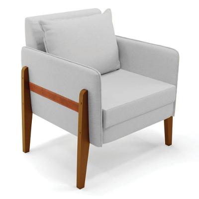 Poltrona Lana Linho Base De Madeira - D'rossi Cor A05 Cinza