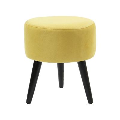 Puff Banco Luca Em Tecido Suede - Amarelo - Cor: Amarelo