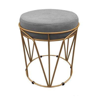 Puff Babu Suede Base Dourado D´rossi Grafite