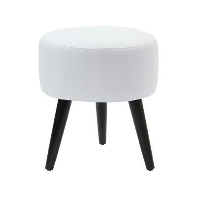 Puff Banco Nina Em Tecido Suede - Branco - Cor: Branco