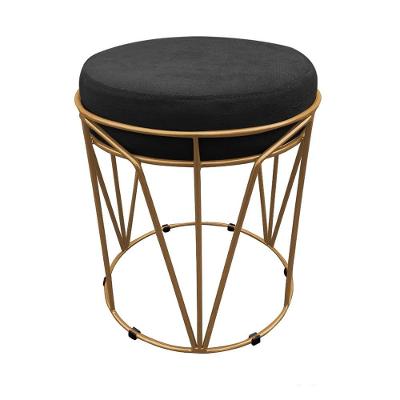 Puff Babu Suede Base Dourado D´rossi Preto