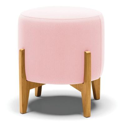 Puff Base Madeira Castanho Cor Rosa Bebê