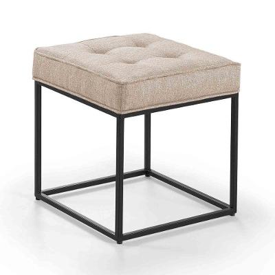 Puff Cubo Metálico Cor Linho Nude