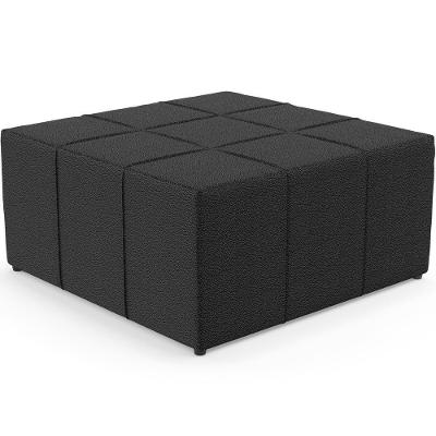 Puff Decorativo Para Sala De Estar Quadrado Milano 90x90cm W01 Bouclê Preto