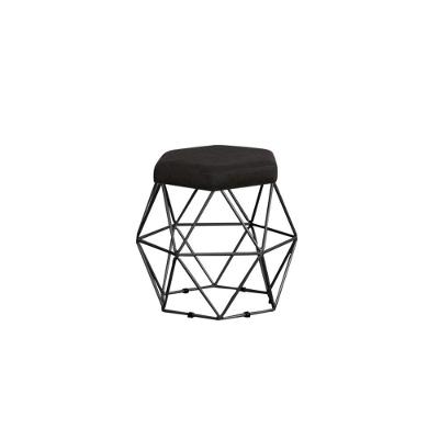 Puff Decorativo Onix Com Armação Preto Para Sala Em Suede
