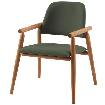 Poltrona Zanine Daf Móveis Assento E Encosto Mdf Com Espuma D28 Linho Verde Base Madeira Tauari