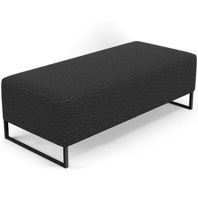 Puff Decorativo Sala De Estar Bali W01 Base Ferro 120x50 Cm Bouclê Preto