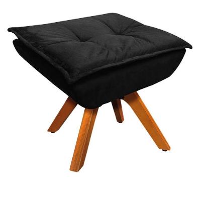 Puff Decorativo Sala De Estar Base Giratória Giromad Opla Suede Preto - Ibiza