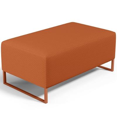 Puff Decorativo Sala De Estar Cléo 90cm Base De Ferro Cobre W01 Tecido Terracota