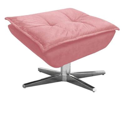 Puff Decorativo Sala De Estar Base Giratória Cromada Opla Suede Rose - Ibiza