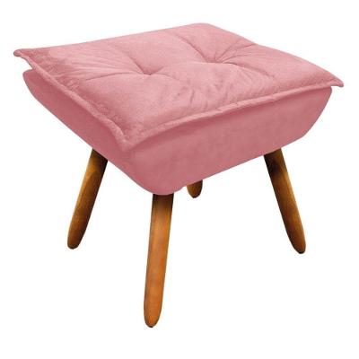 Puff Decorativo Sala De Estar Pés Palito Opla Suede Rose - Ibiza