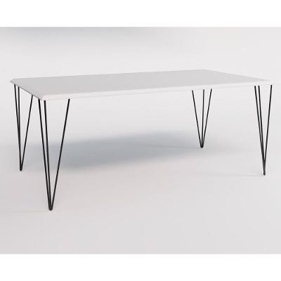 Mesa Clips De Ferro Preto Tampo Retangular Branco 135X75