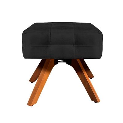 Puff Giratório Elisa Suede Base Madeira D´rossi Preto