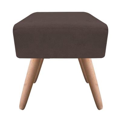 Puff Ibiza Quadrado Suede Pés Palito Natural Marrom D´rossi