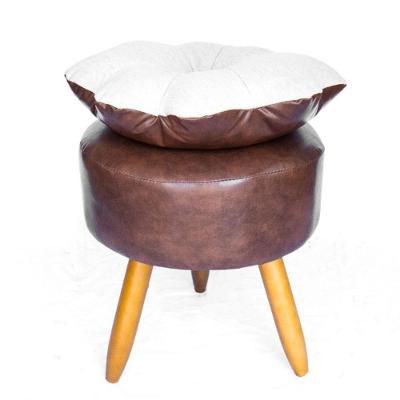 Puff Pétala Decorativo Em Linho Com Pés Palito