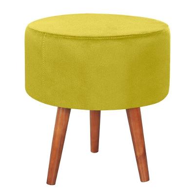 Puff Puf Redondo Pes Palito 44x40cm Suede Amarelo Mpassos Amarelo
