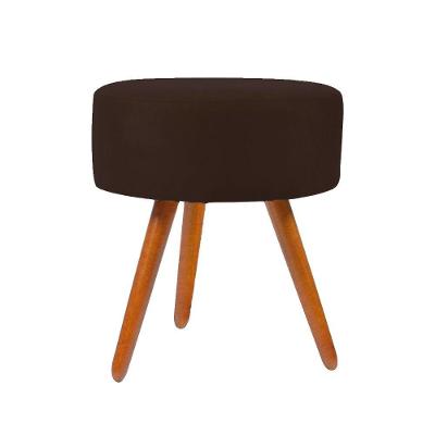 Puff Redondo Para Camarim Suede Pés Palito Marrom