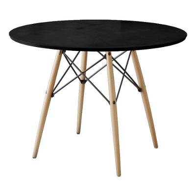 Mesa De Jantar Eames Eiffel 90Cm Preta Base Madeira Preto