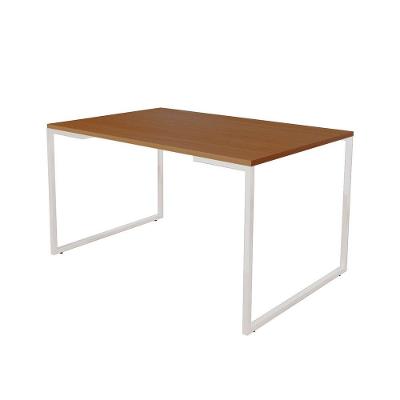Mesa De Jantar Industrial Base Ferro Branco Tampo 137X90 Canela