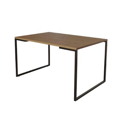 Mesa De Jantar Industrial Base Ferro Preto Tampo 137X90 Amêndoa