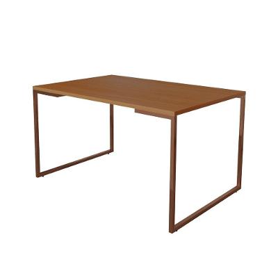 Mesa De Jantar Industrial Base Ferro Cobre Tampo 137X90 Canela Cor: Marrom