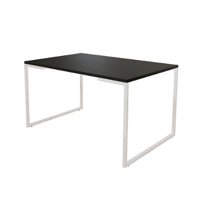 Mesa De Jantar Industrial Base Ferro Branco Tampo 137X90 Preto Cor: Preto