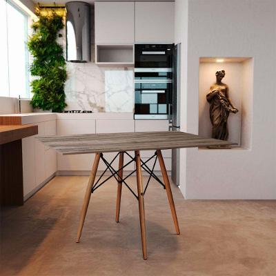 Mesa De Jantar Eiffel Retangular Tampo De Madeira 120X75Cm Preto - Branco