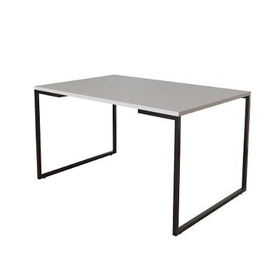 Mesa De Jantar Industrial Base Ferro Preto Tampo 137X90 Branco Cor: Branco