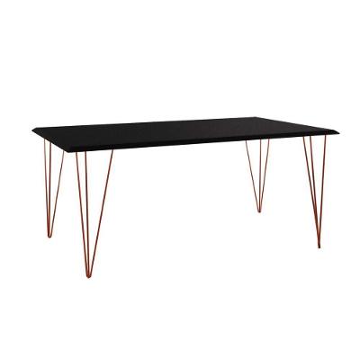 Mesa De Jantar Industrial Clips De Ferro Cobre Tampo Retangular Preto 135X75 Cor: Preto