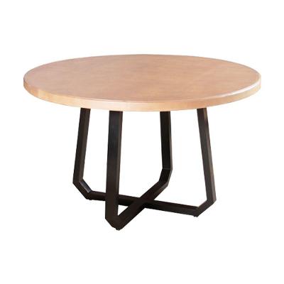 Mesa De Jantar Industrial Clarisse Redonda 1M Base Alumínio - Tampo Natural - Bege