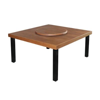 Mesa De Jantar Indústrial Sophia 1,50M Quadrada Com Prato Giratório - Castanho - Marrom