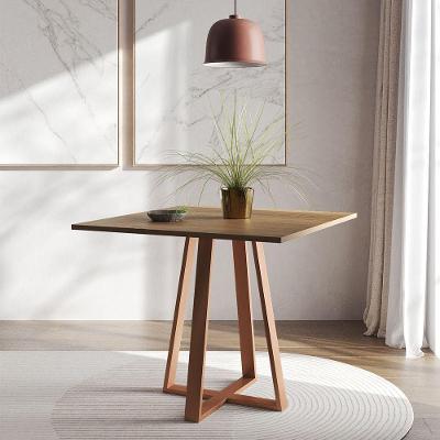 Mesa De Jantar Mônaco 90Cm Imbuia Base Cobre - Marrom
