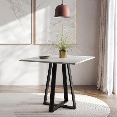 Mesa De Jantar Mônaco 90Cm Branca Base Preta - Branco