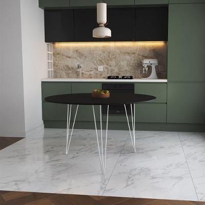 Mesa De Jantar Redonda 110Cm Preta Clips 3 Pés Ferro Branco Cor: Preto