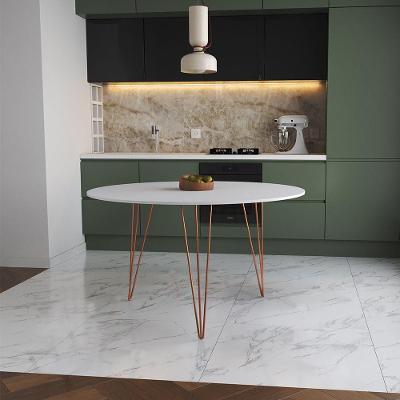 Mesa De Jantar Redonda 110Cm Branca Clips 3 Pés Base Cobre Cor: Branco