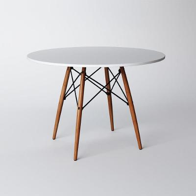 Mesa De Jantar Redonda Eiffel Eames 110Cm Tampo Madeira Branco - Up Home
