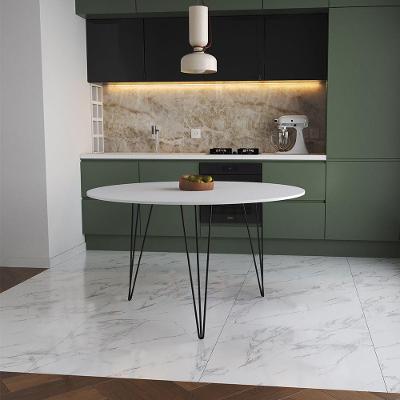 Mesa De Jantar Redonda 110Cm Branca Clips 3 Pés Ferro Preto Cor: Branco
