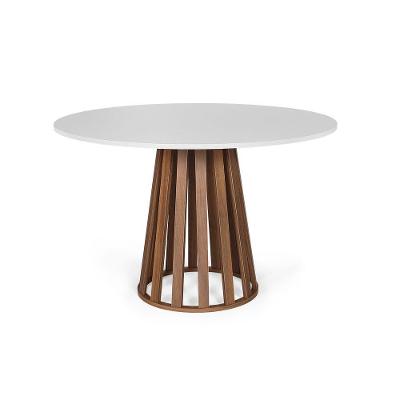 Mesa De Jantar Redonda 6 Lugares 120cm Gabi Branco/noronha - Straub Web