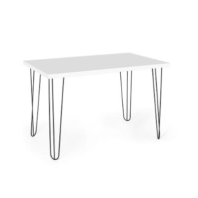Mesa De Jantar Retangular 4 Lugares 130x80 Base De Ferro Hairpin Branco - Straub Web