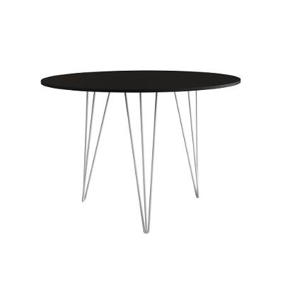 Mesa De Jantar Redonda 90Cm Preta Clips 3 Pés Ferro Branco Cor: Preto