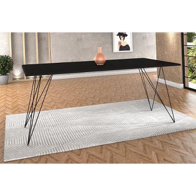 Mesa De Madeira Trama Base Preta Com Tampo Preto 140 X 80 - New Green - Preto