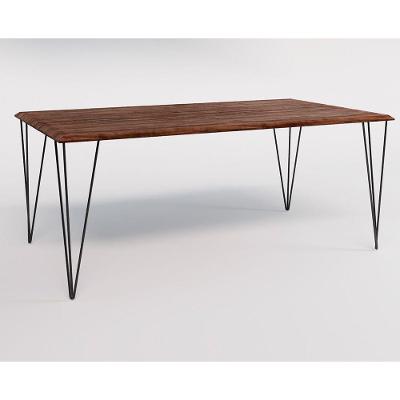 Mesa Eames Clips De Ferro Preto Tampo Retangular Amêndoa 135X75