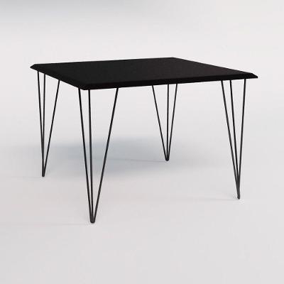 Mesa Eames Clips De Ferro Preto Tampo Quadrado Preto 90X90