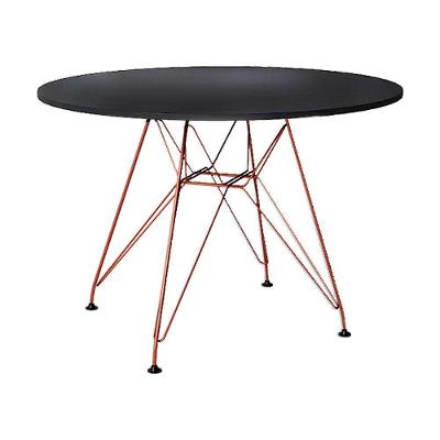 Mesa Eames Cobre Tampo Redondo De Madeira Preto 90 Cm