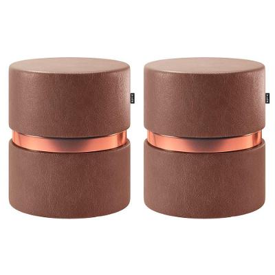 Kit 02 Puffs Bancos Redondo Porto 49x43cm Corano Coffee