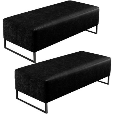 Kit 02 Puffs Decorativo Bali W01 Base Ferro 120X50 Cm Preto