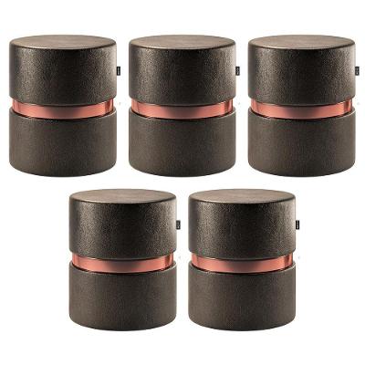 Kit 05 Puffs Bancos Redondo Porto 49x43cm Corano Preto