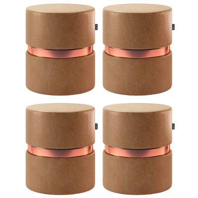 Kit 04 Puffs Bancos Redondo Porto 49x43cm Corano Amarula