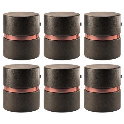 Kit 06 Puffs Bancos Redondo Porto 49x43cm Corano Preto